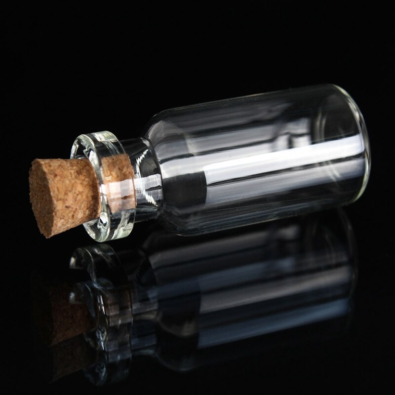Kiwarm 10 stk 2ml klar glasflaske lille bittesmå tomme klare glasflasker hætteglas med trækork ønskeflaske gør-det-selv håndværk 16 x 35mm