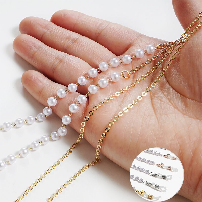 Koreaanse Vintage Crystal Pearl Hanger Ketting Masker Ketting Strap Hang Op Hals Glazen Houder Touw Voor Vrouwen