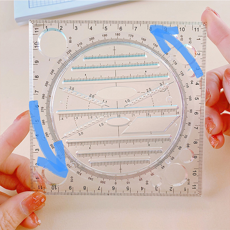 Angle Geometric Drawing Template Circle Maker Drawing Ruler Multifunctional Circular Drawing Measuring Scale