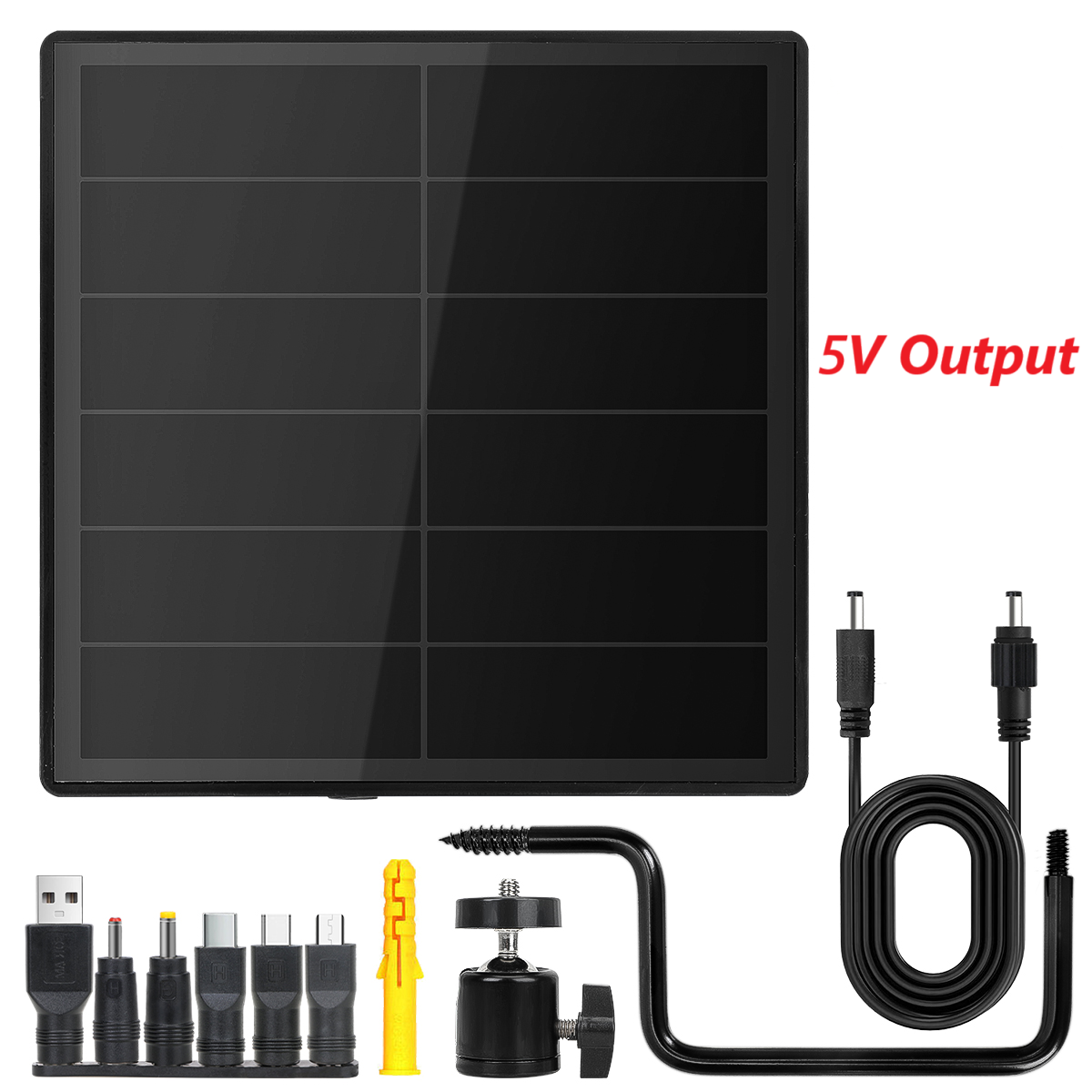 D4 5V 6V Solar Batterijlader Voor Beveiligingscamera Draagbare Zonne-energie Bank Met DC 5521 Uitgang 4W Zonnepaneel Batterijlader: Light Grey