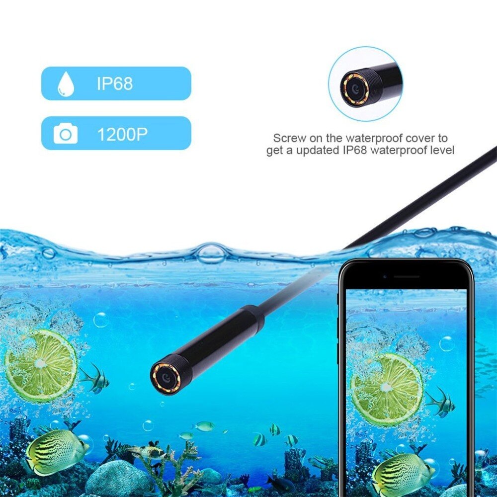 Wireless Endoscope 1200P Semi-rigid WiFi Borescope Inspection Camera 2.0 Megapixels HD Snake Camera For Android IOS Endoscope