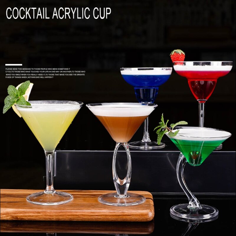 P82D Martini Glasses for Parties Clear Acrylic Martini Glasses Mini Desserts Cups Clear Acrylic Wine Glasses Cocktail Glasses