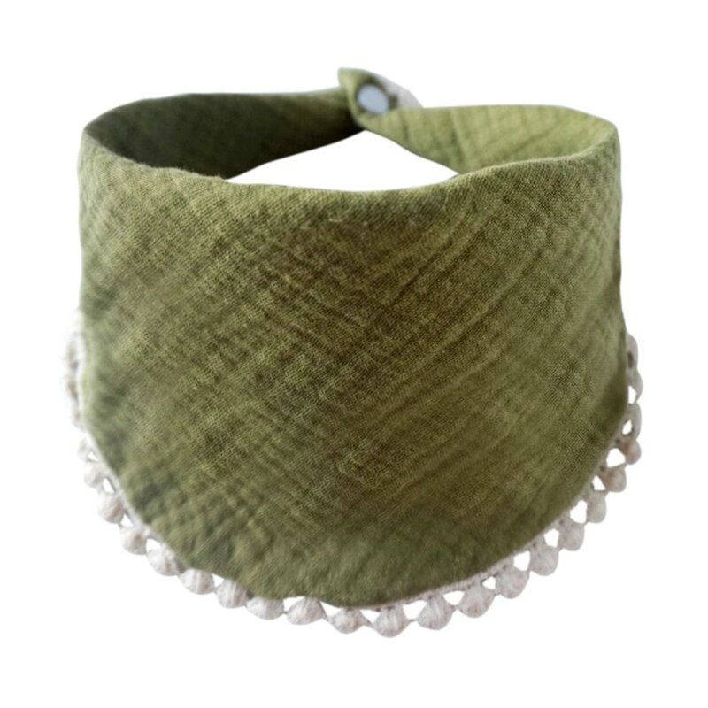 Baberos de alimentación para bebés, pañuelo de algodón puro suave, toalla de Saliva, bufanda triangular 54DA: Verde