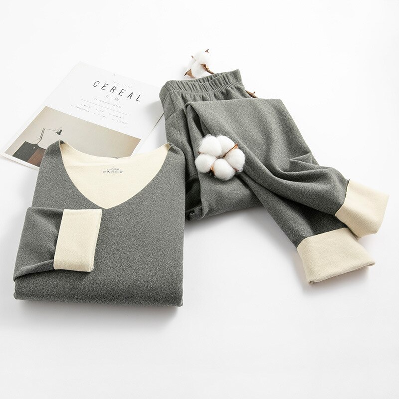 Johns – sous-vêtements thermiques longs pour hommes, col en v, garde au , ensembles Therol minces, Leggings et sous-vêtements élastiques doux: Gris foncé / L(45-55kg)