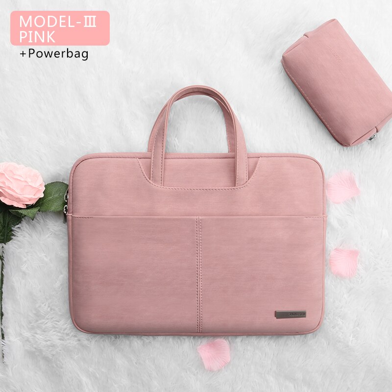 Laptop Tasche 13,3 15,6 14 zoll Wasserdichte Notebook Tasche Für Macbook Fall M1 Air Pro 13 15 Huawei Schulter handtasche Aktentasche: PINK 3 SETS