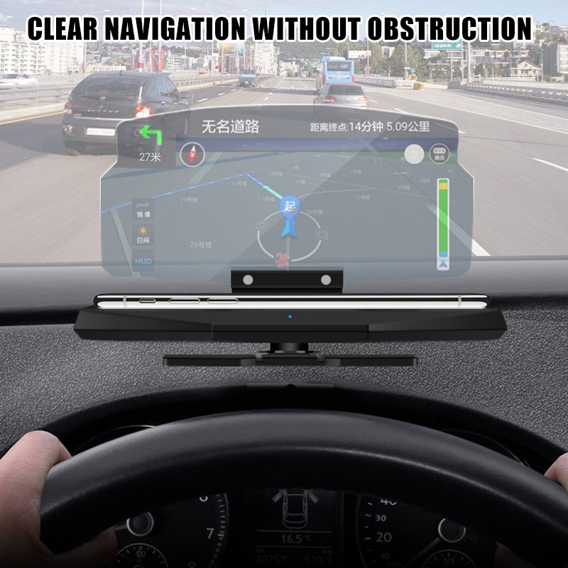 2-In-1 Universele Auto Hud Telefoon Navigatie Beeld Reflector Met Draadloos Opladen Functie CSL88
