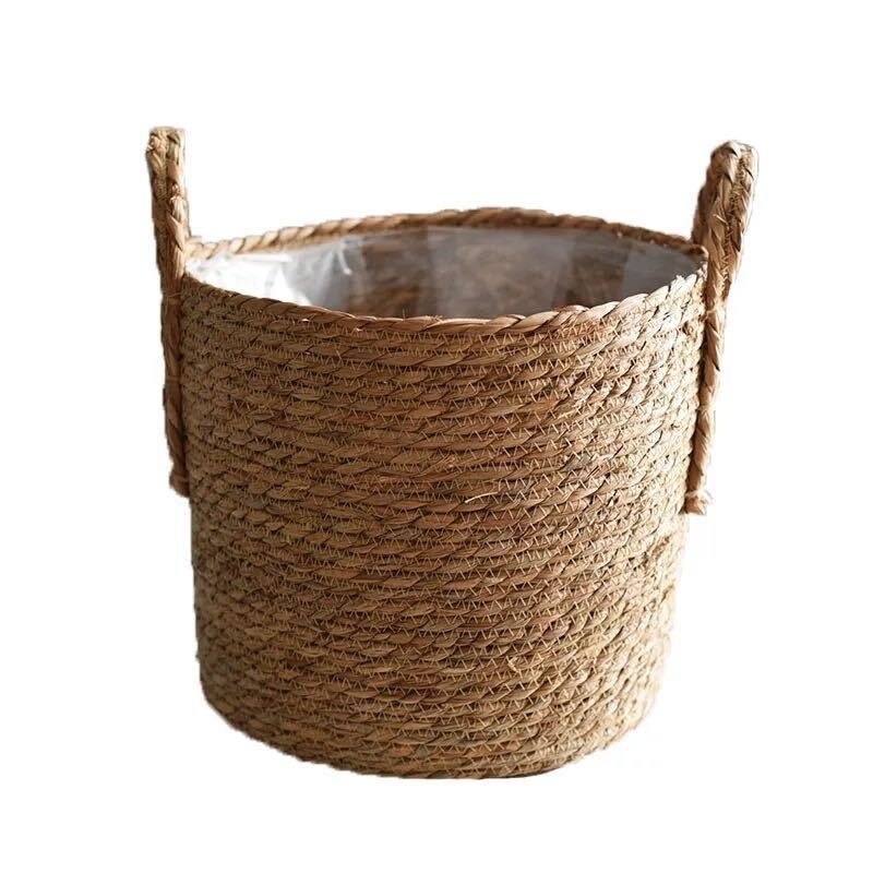 Pot de fleur panier de rangement en paille plantes vertes en Pot panier de fleurs sol tissé à la main intérieur Pot de fleur jardinières Pots jardinières