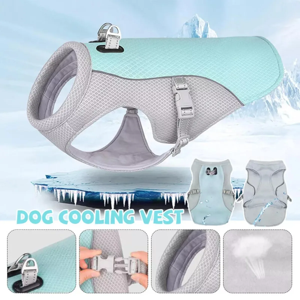 Hengittävä koiran viilennysliivi kesäksi säädettävillä hihnoilla uv-suojattu verkkokangas lemmikkien lämpöhalvauksen ehkäisyyn