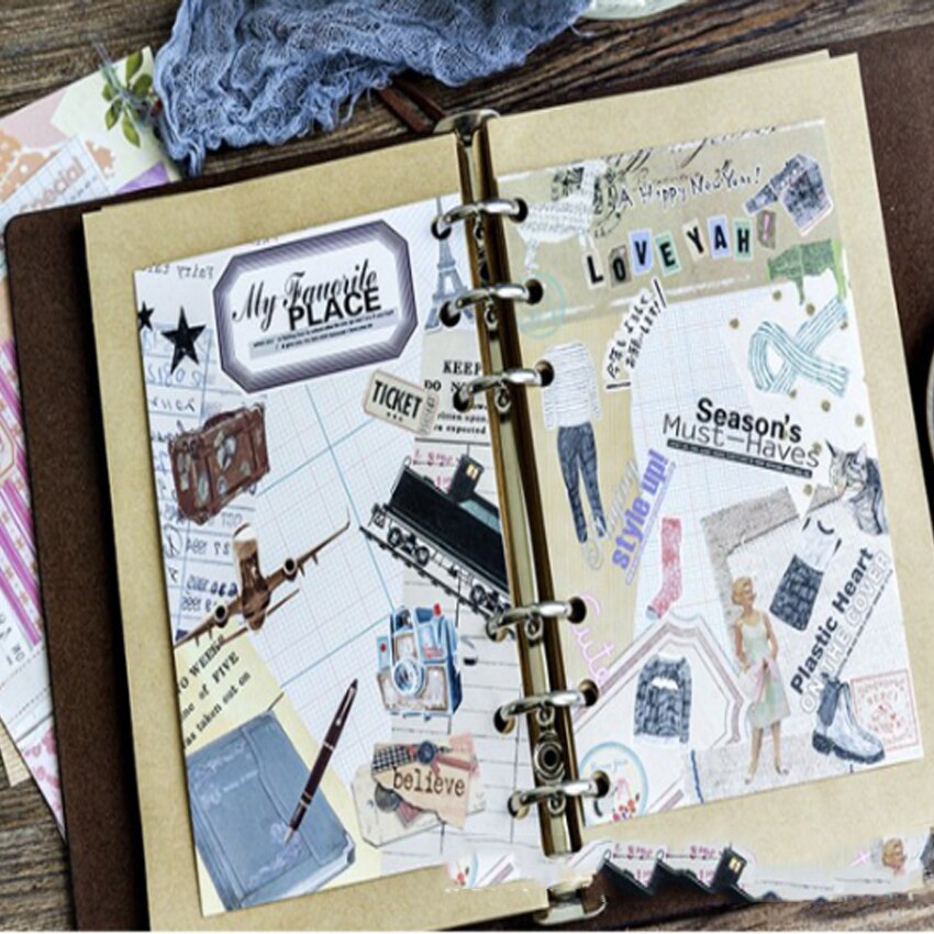 4Packungen/viel SchöNe Collage zeit karten Gruß Karte Postkarte Kraft Umschlag