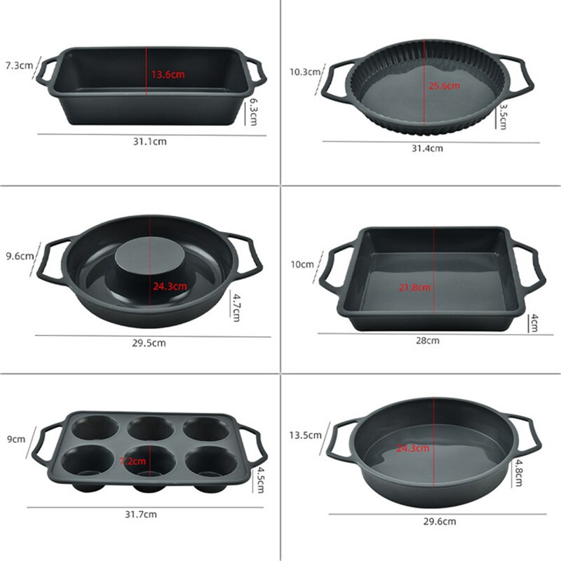 Silicone Cake Mold Bakeware Set Food Tray Baking Tools Various Shapes 6 Hole Muffin Cups Pot Cake Mould Cake Tools
