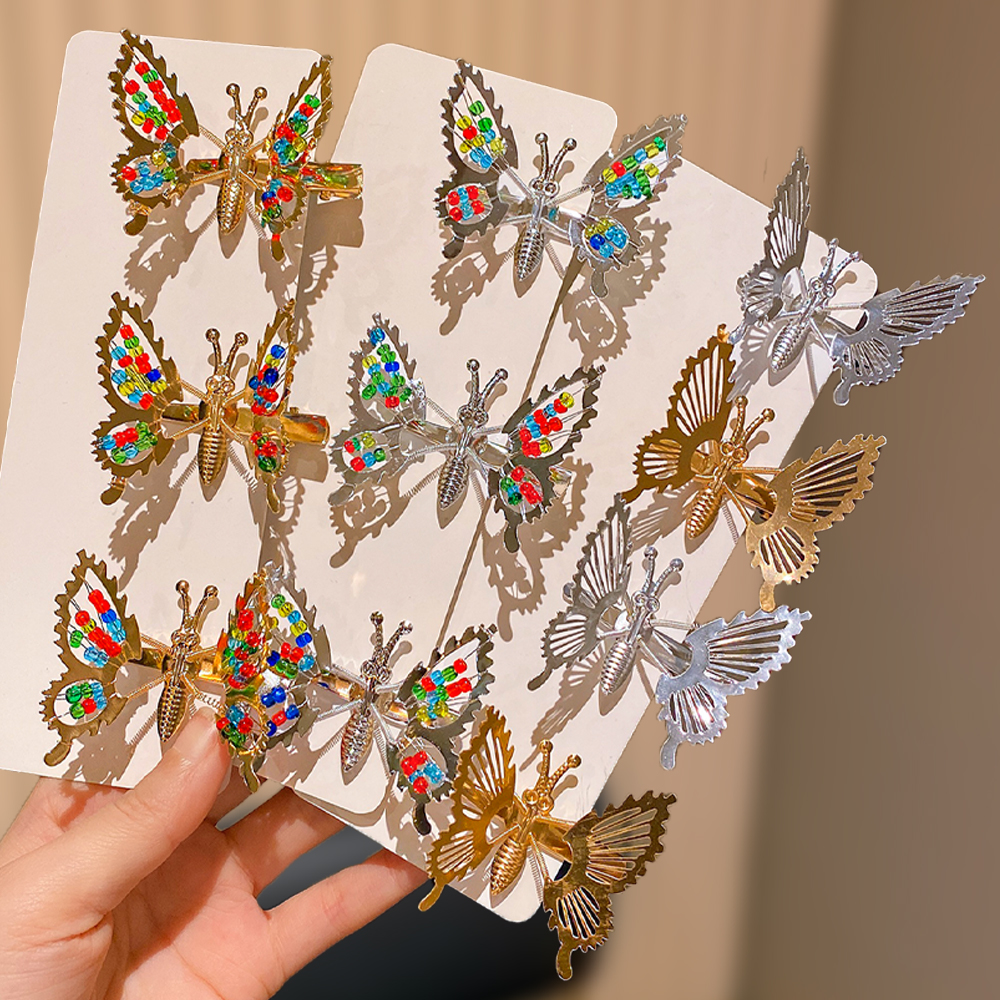 Pinzas para el cabello de mariposa Juego de 4/6/10 Textura metálica Sin esfuerzo aspecto dulce y fresco Ideal para la vida diaria de las niñas