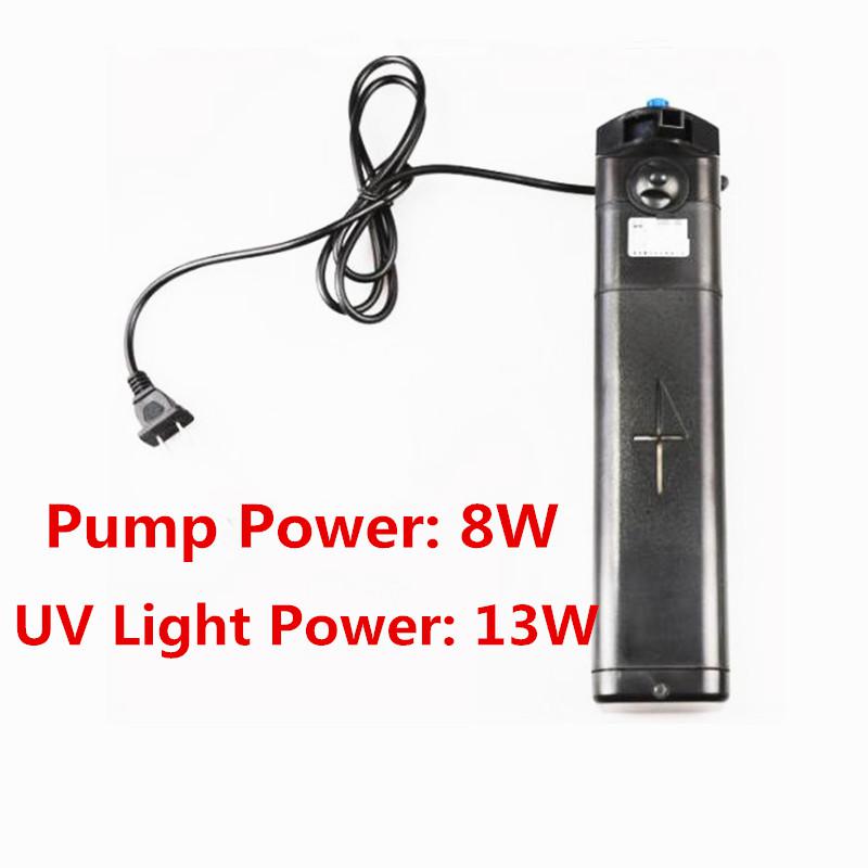 4 in 1 Internal Fish Tank UV Sterilizer Filter Pump With 7/9/13W UV Lamp Pond Aquarium Submersible Oxygen Filter Water Pump 220V: 13W / UK Plug