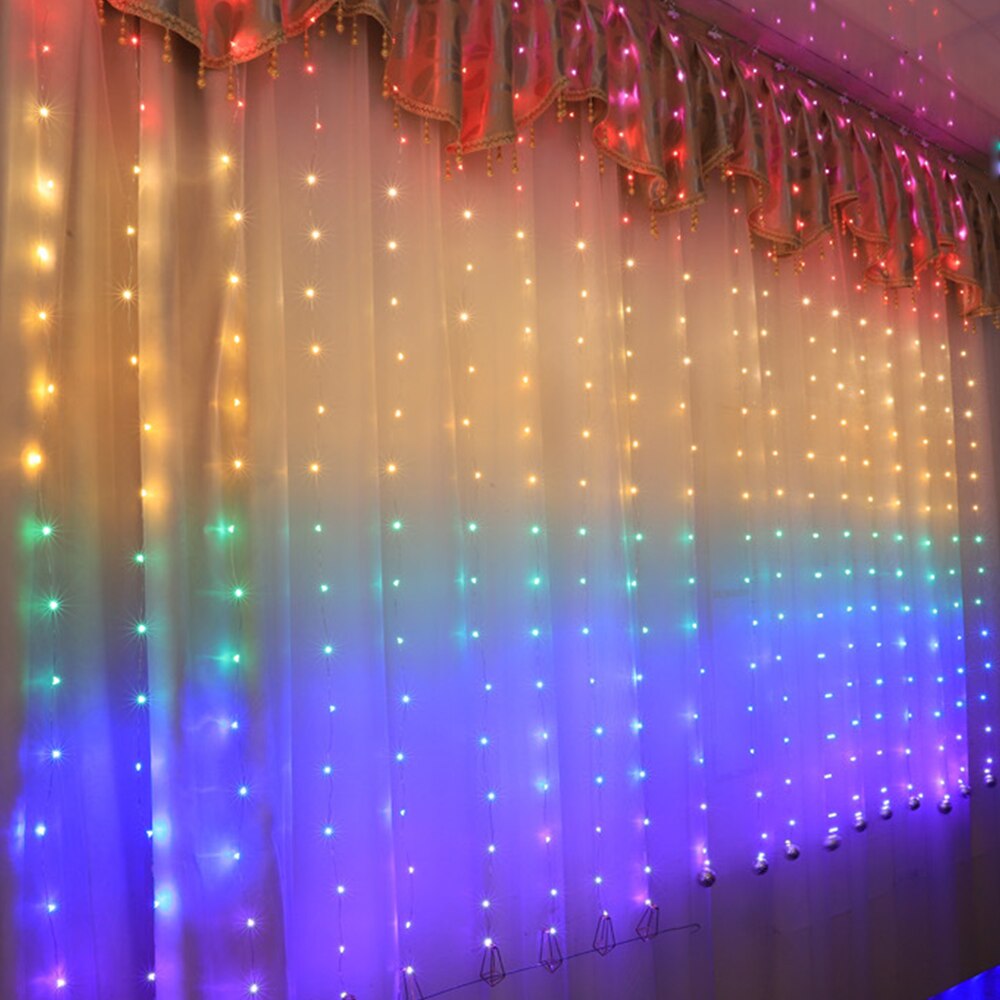Guirnalda de luces LED de cobre y arcoíris, cortina con Control remoto USB, guirnaldas navideñas para , hogar, dormitorio, decoración de boda