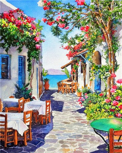 EverShine Painting By Numbers House DIY Kits Drawing Canvas Wall Art Landscape Hand Painted Home Decoration: SZES-2195