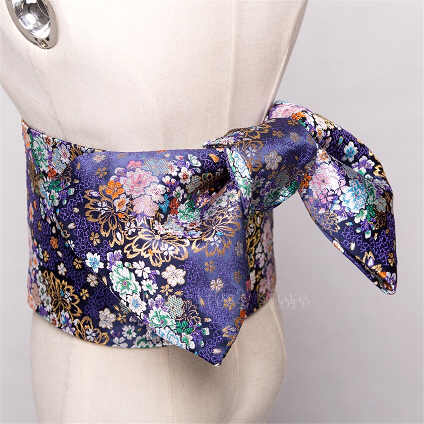 Ceinture Kimono traditionnelle japonaise Yukata Obi, nœud papillon, nœud papillon, Noble, rétro, imprimé Floral, 14 couleurs: Color8