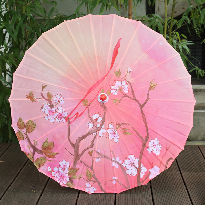 Ancient Style Printed Silk Fabric Tassel Umbrella Decoration Oil Paper Umbrella Hanfu Umbrella Classical Sun Protection Parasol