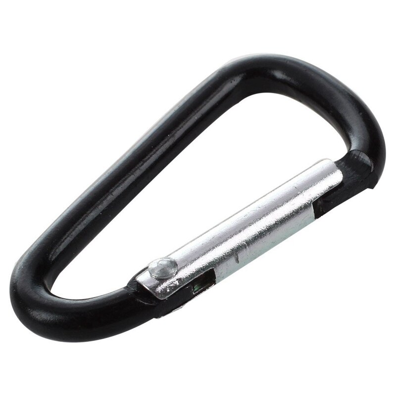 10 Pcs Black D Shaped Aluminum Alloy Snap Clip Key Chain Carabiner Hook & 3 Pcs 5cm Length Spring Loaded Gate