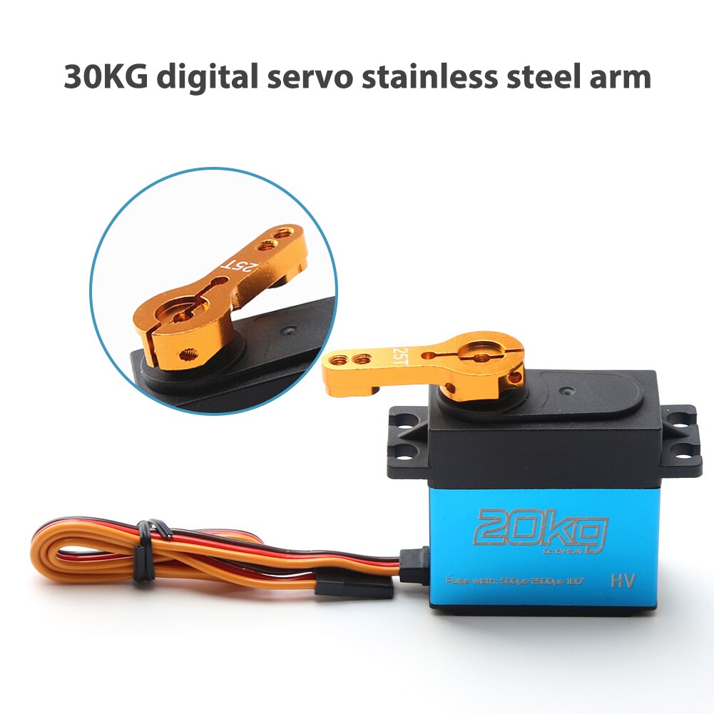 20KG Adjustable Digital Servo Waterproof 180 Degree Large Torque Digital Servo Aluminium Metal Gears 25T Arm RC Car Robot Ship: Default Title