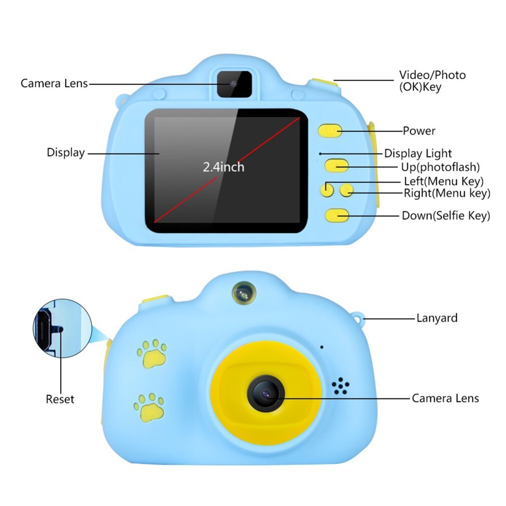 Digitale camera kindercamera speelgoed digitale kindercamera 18mp hd 2.4 inch scherm dual selfie videogame camcorder