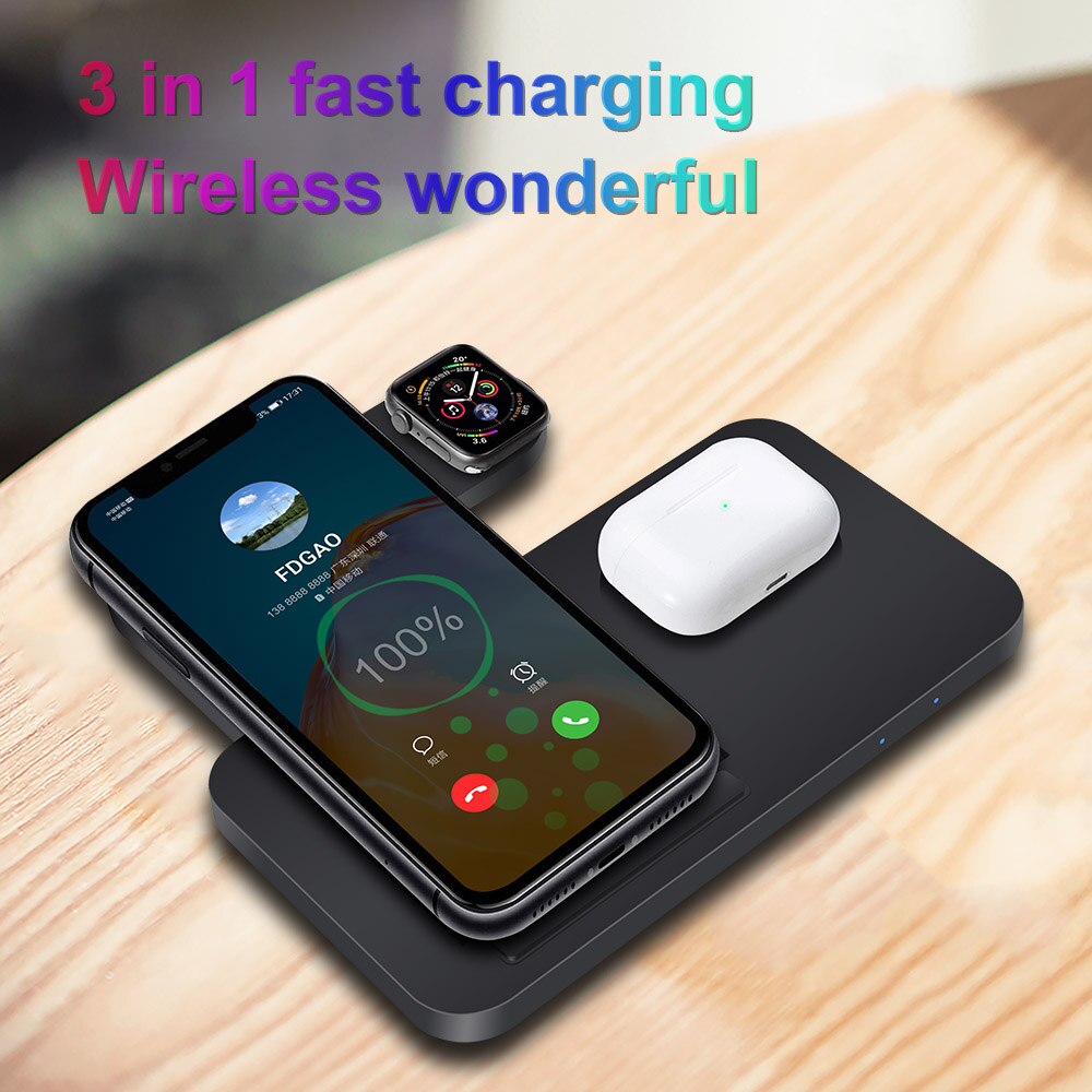 4 in 1 Wireless Charger for Apple Watch SE 6 5 4 3 2 AirPods Qi 15W Fast Wireless Charging Station for iPhone 12 Pro 11 X XS XR