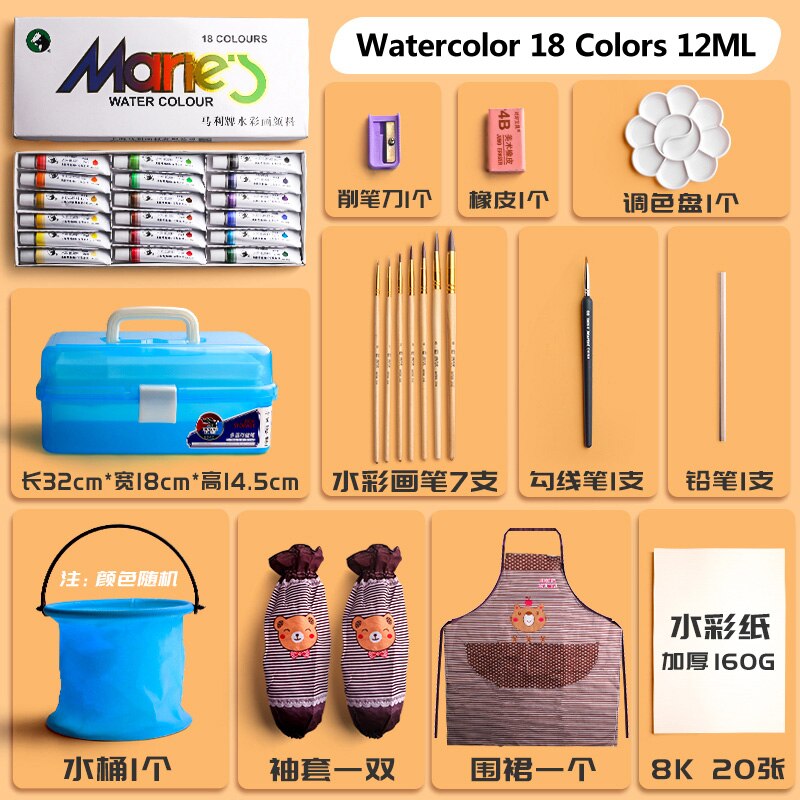 Marley Watercolor Gouache Pigment Set for Beginners Non-Toxic Washable 12/18/24/36 Colors Tubular Child Student Paint 12ml: Watercolor 18 Colors