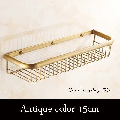 30/45cm brass antique golden oil rubbed brone bathroom shelf, wall mounted bathroom basket: antique color 45cm