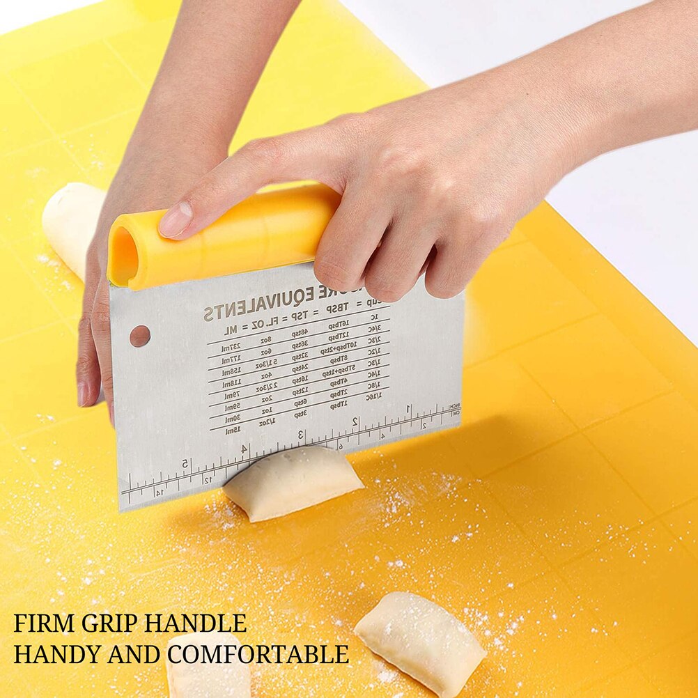 2 in 1 Stainless Steel Bench Dough Scraper Set Multi-function Bread Making Tools with Measurement for Cake Baking Tools