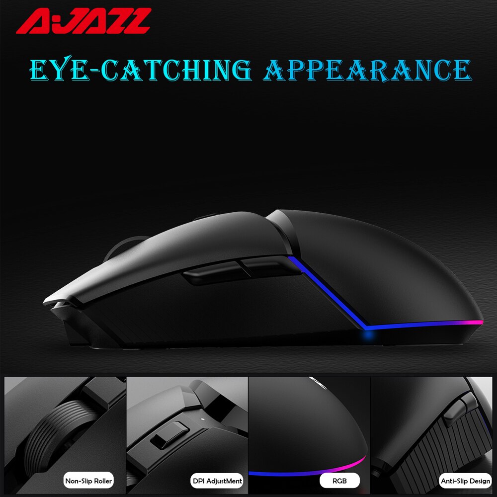 Ajazz I309Pro Lichtgewicht Draadloze Gaming Muis 2.4Hz Dual-Modus Rgb Backlit Muis 16000Dpi Verstelbare Computer Muis Voor laptop