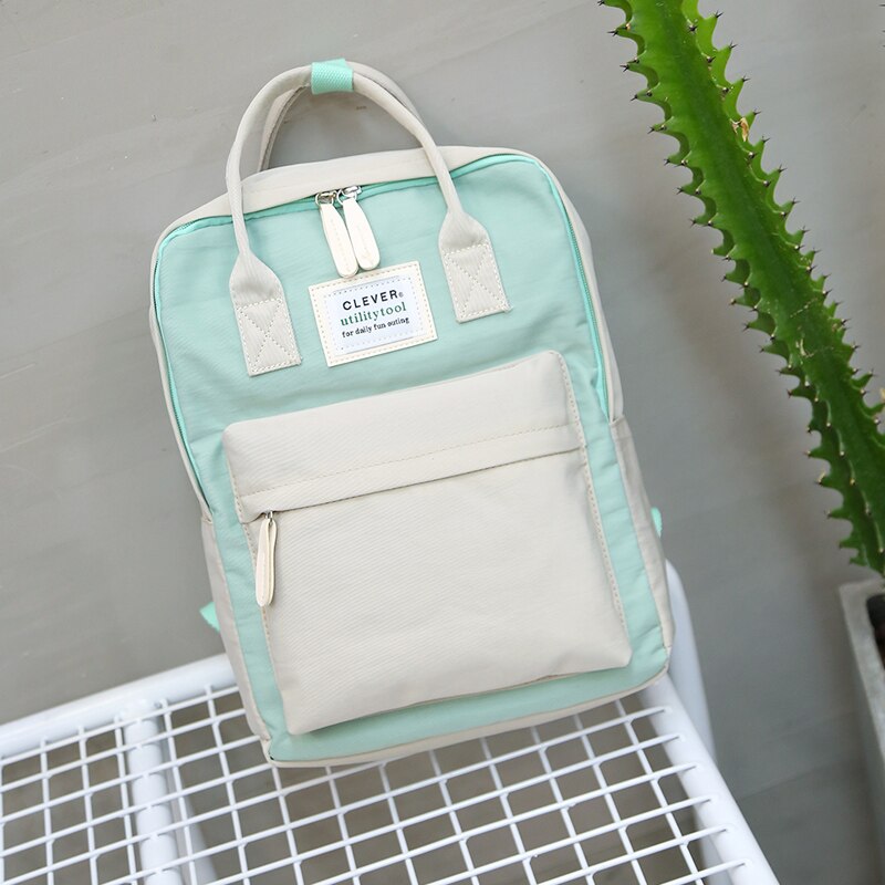 Multifunction women backpack youth korean style shoulder bag laptop backpack schoolbags for teenager girls boys travel: green beige