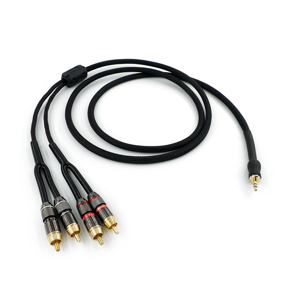 Shielded aux Input 3.5mm Output Splitter Stereo Audio Cable Out 3.5 Male to 4 RCA Male in Dual Speaker Cord 1 in 2 out