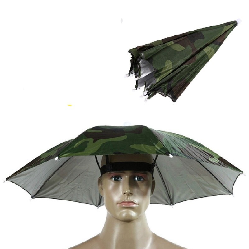 Bærbar hovedmonteret paraply 77cm solskærm letvægts camping fiskeri vandrefestival udendørs parasol foldbar hætte