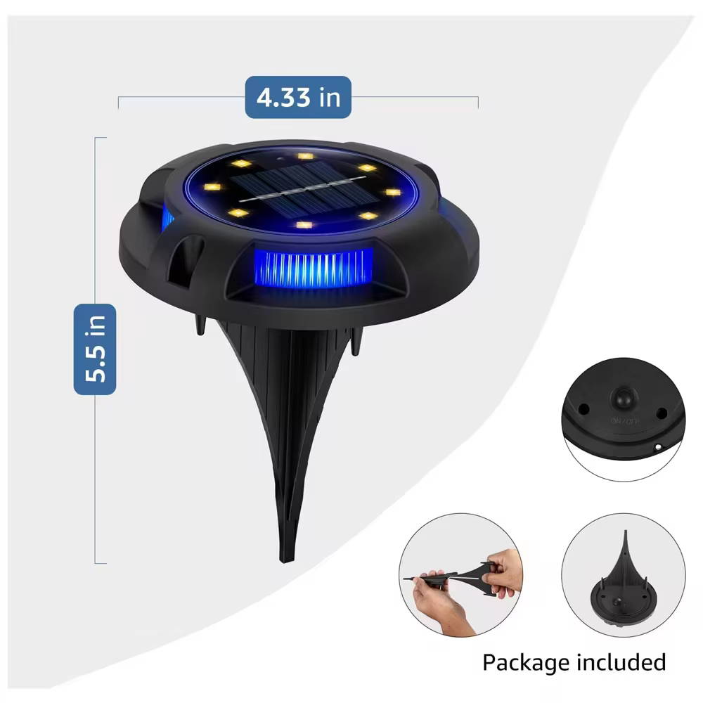 Super jasna lampa gruntowa zasilana energią słoneczną Zewnętrzna lampa patio Wodoodporna trawnik ogrodowy Dekoracyjna lampa schodowa Lampka nocna Szybka dostawa 4-6 dni Przyjazd Darmowa wysyłka