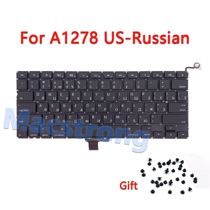 Clavier américain pour MacBook Pro 13 &quot;A1278, avec vis, d&#39;origine, thaïlandais, coréen, danois, italien, russe, royaume-uni, FR, ES