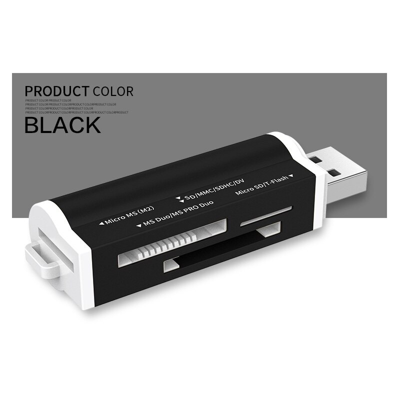 Hoge Snelheid Multi USB 2.0 Alles In Een Geheugenkaartlezer voor Micro SD T-Flash MMC SDHC MS PRO DUO TF M2 Memory Stick: Black
