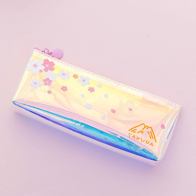 Kawaii etui bloemen transparant etui school etui voor meisjes etui etui schoolbenodigdheden voor meisjes: Stijl 02