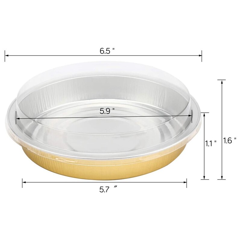 Round Foil Pan With Lids, 6 Inch 25 Pack Aluminum Foil Pizza Pan Disposable Baking Pan Tin Tart Pans Baking Foil Pans