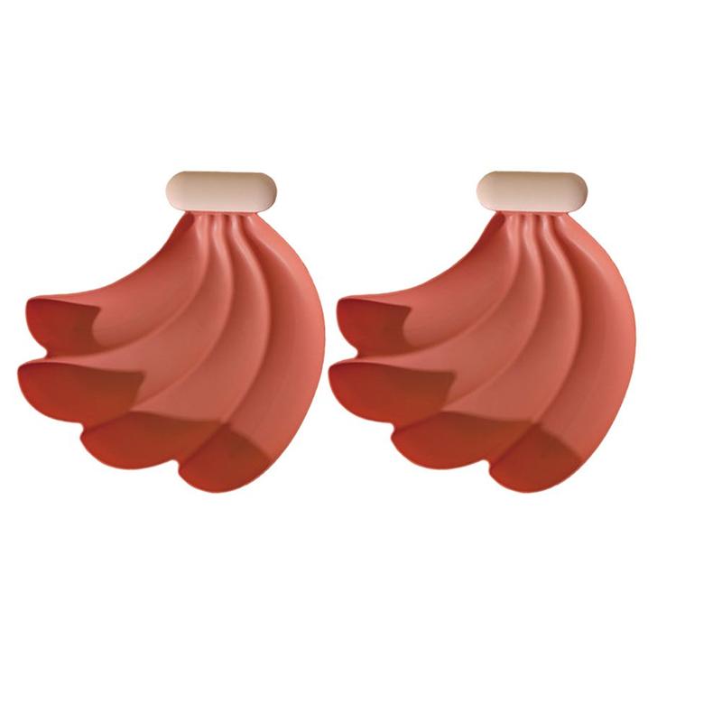 2 stk bananform snack tallerken snack fad tør frugt mad bakke husholdning plast serverings tallerken til hjemmet: Murstensrød