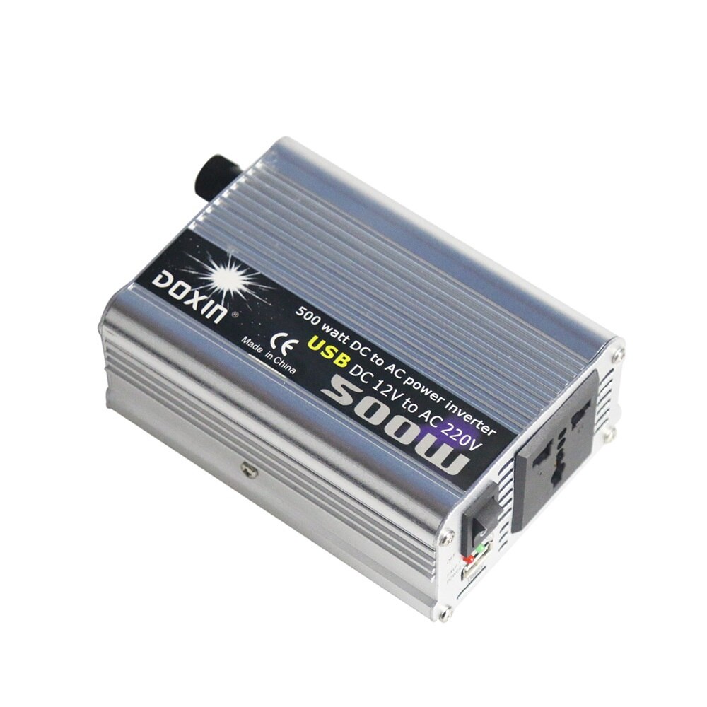 DOXIN 500 W Voertuig Omvormer 12 V naar 220 V Zilver Gecorrigeerd Wave Hoge Frequentie Power Converter met USB