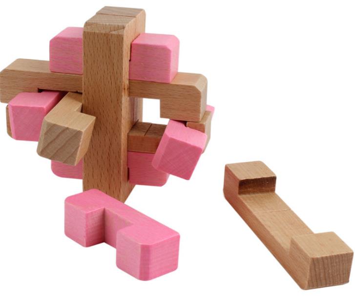 colorful wooden Luban Lock Classic IQ Wooden Puzzle Mind Brain Teasers Burr Puzzles Game Toys for Adults Children