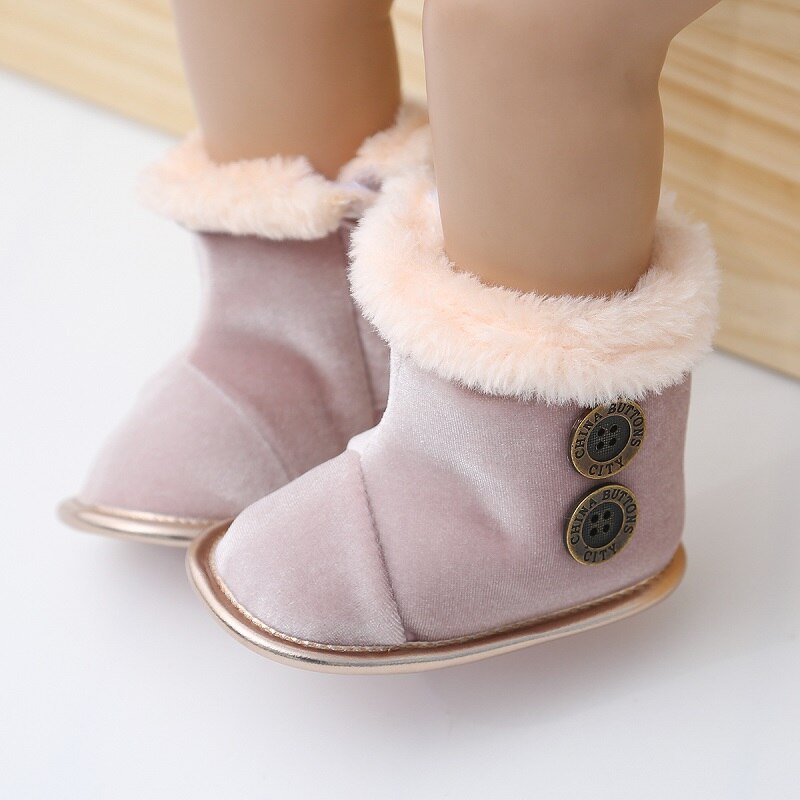 Newborn Infant Baby Boys Girls Snow Boots Winter Warm Fur Mid-Calf Length Slip-On Furry Boots 0-18M Born Bottom Shoes