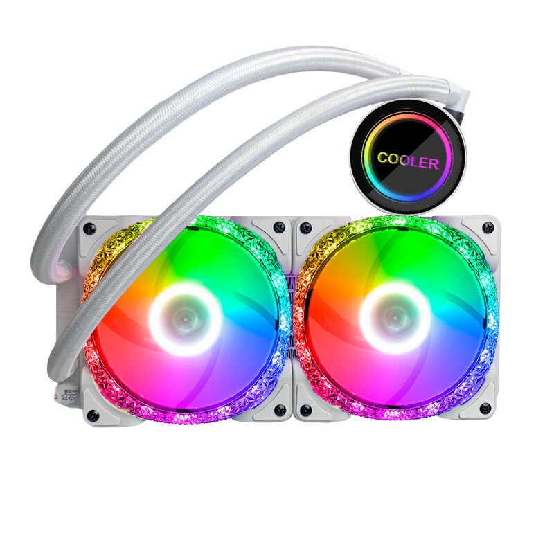 Water Cooling CPU Cooler computer RGB Water Cooler Heatsink Integrated CPU Cooling fan Radiator LGA 1151/AM3+/AM4: WHITE 240MM
