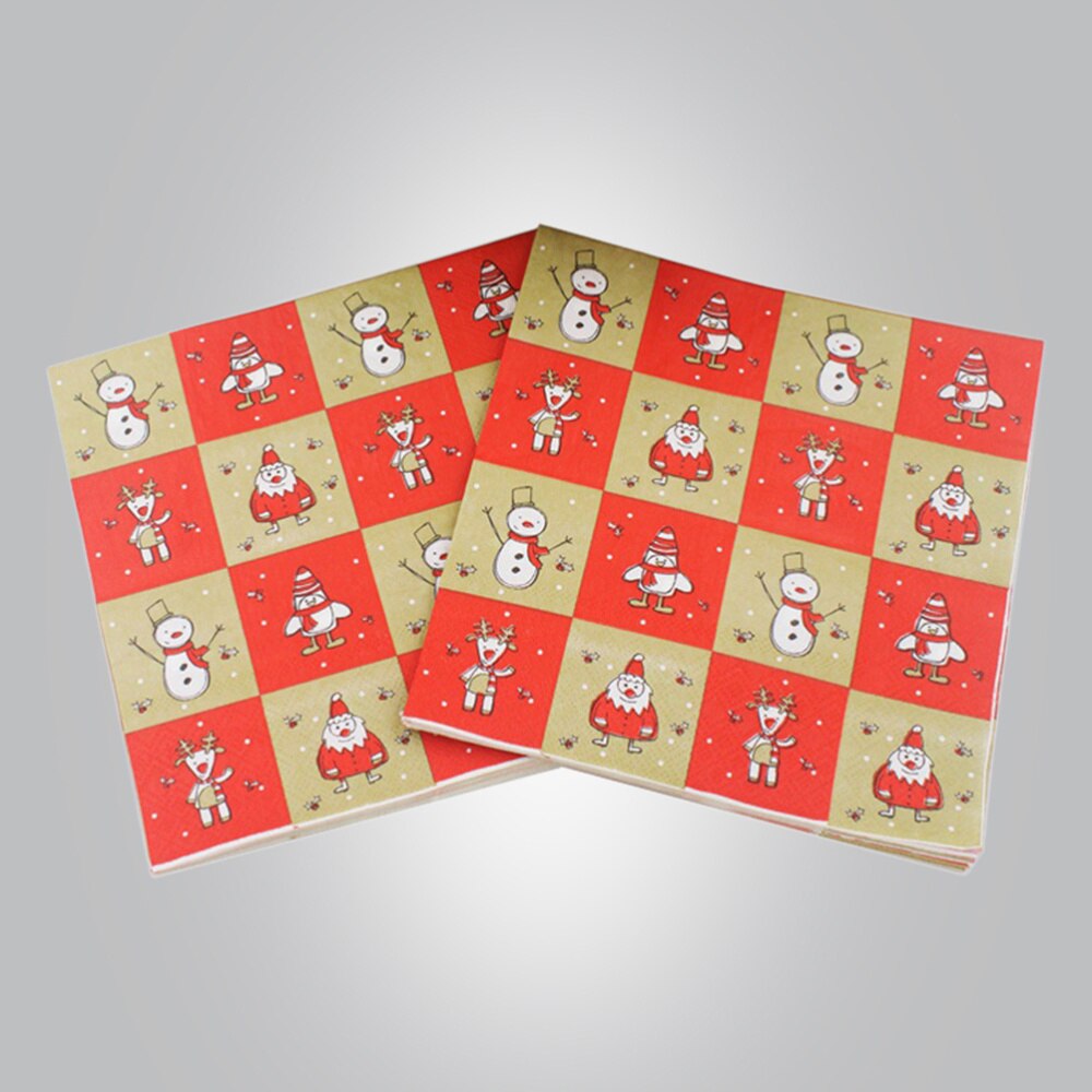 20 Stuks Gedrukt Kerst Servetten Diner Wegwerp Cartoon Papieren Handdoek Papieren Tissue Voor Volwassenen Christmas Party