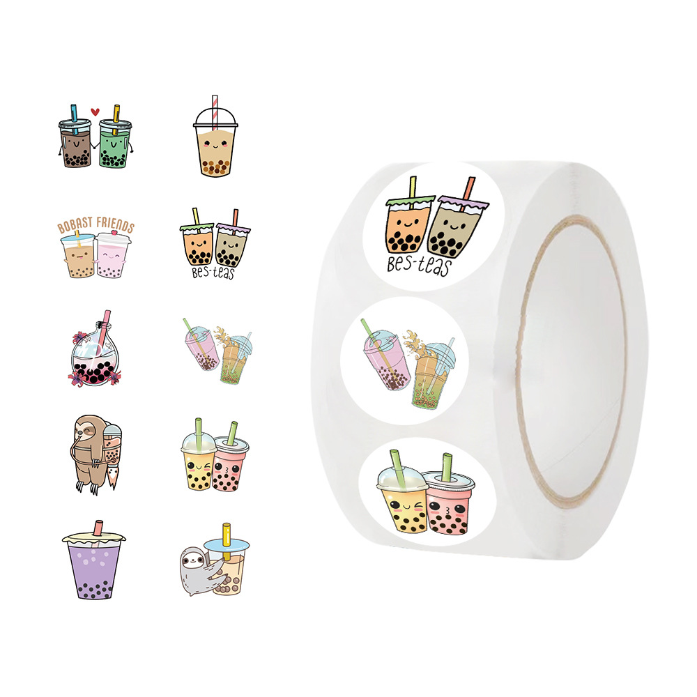 500 stks Cartoon Parel Melk Thee Stickers Pack Voor Meisje Boba Bubble Teas Decal Sticker Om DIY beloning afdichting label Laptop Gitaar