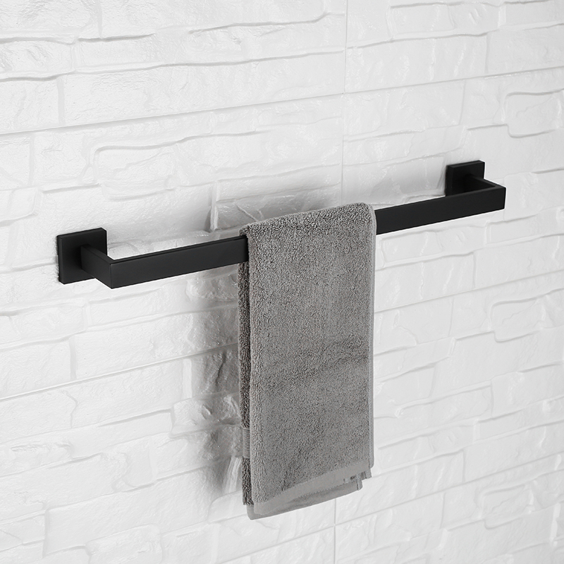 Auswind sort firkantet hardware hardware sæt vægmonteret sort håndklædestativ kappe krog papirholder til badeværelse tilbehør sæt