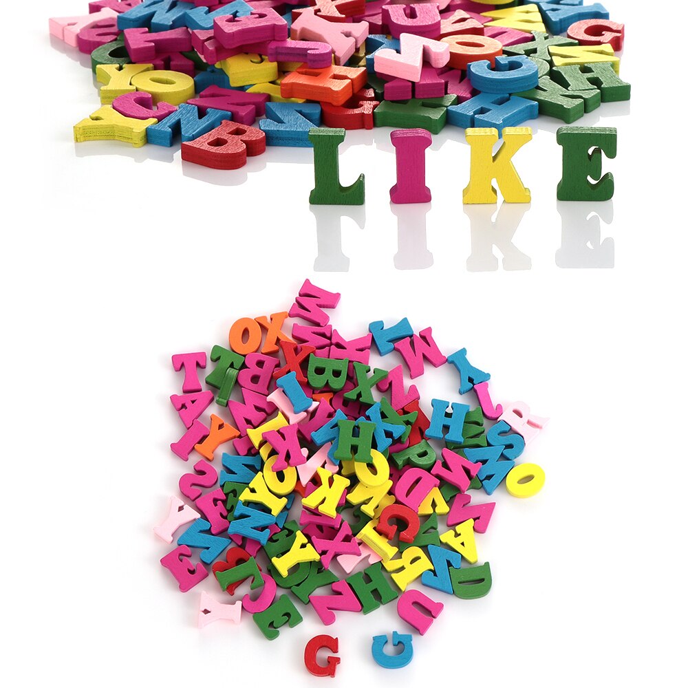 100Pcs 15Mm Diy Alfabet Nummers Home Party Kerst Decoratie Houten Gemengde Multi-color Woord Letters Blok Handgemaakte craft