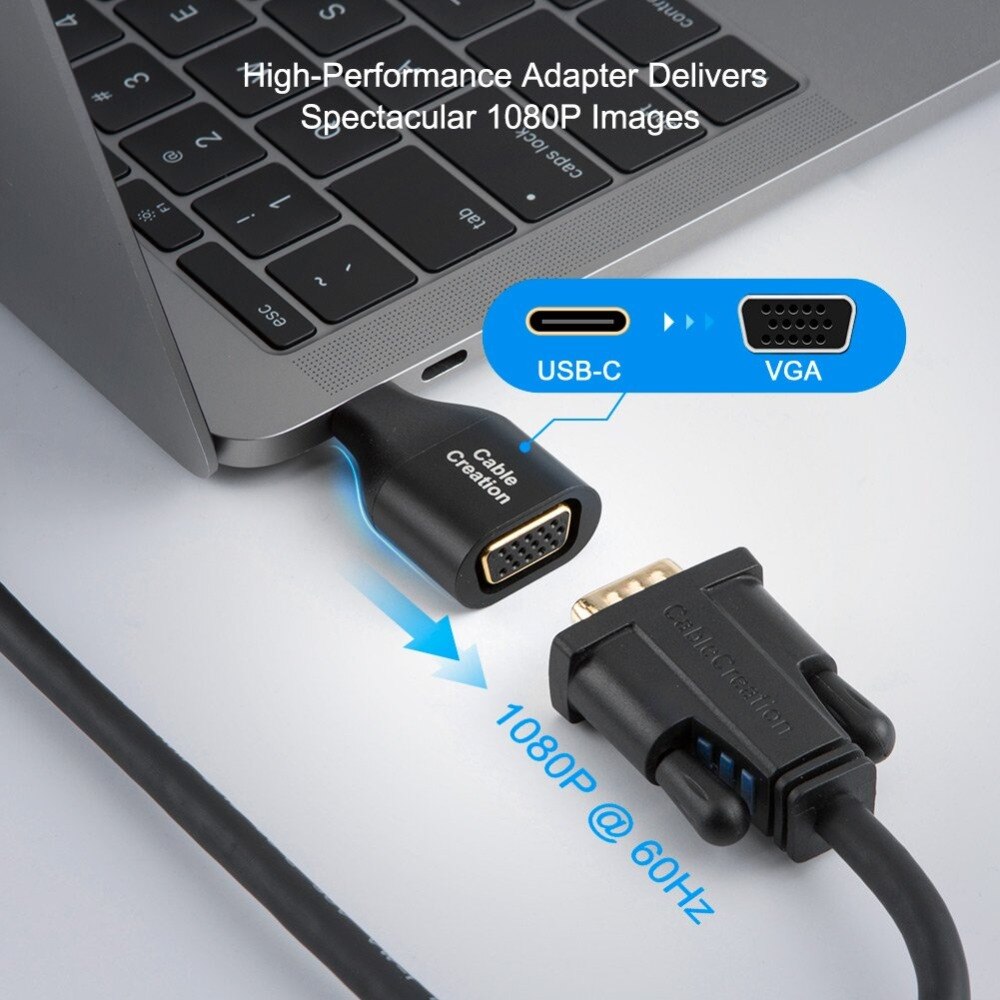 USB-C to VGA, Type C (Compatible Thunderbolt 3) to VGA Adapter, Compatible MacBook Pro/MacBook Air /iMac
