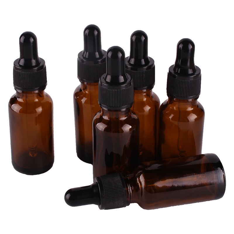 6 stuks 20ml amberkleurige glazen druppelflesjes met pipet lege parfumflesjes vloeistofpotjes