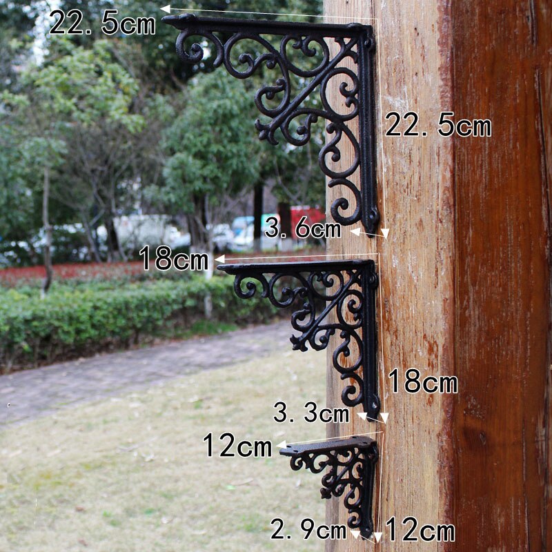 2pcs/lot Cast Iron Brackets Retro Wall Bracket Shelf Support Industry Style Home Storage Holder
