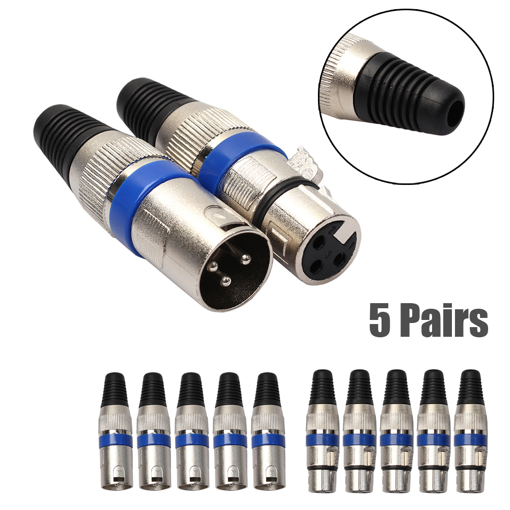 5 Pairs Xlr 3 Pin Female Mic Jack Plug Audio Microfoon Kabel Connector Blauw NG4S