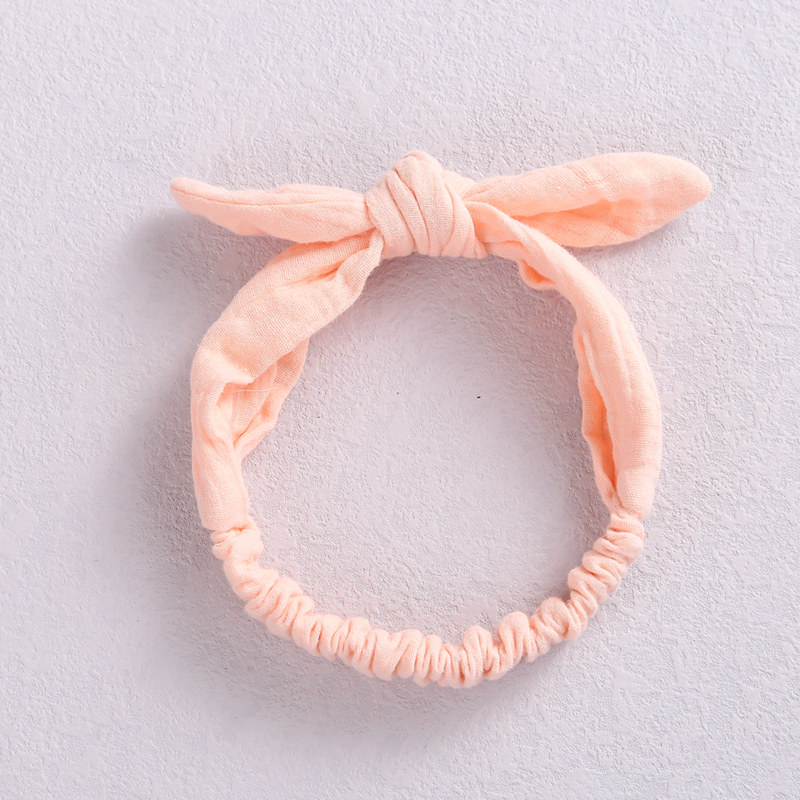Cintas elásticas para el pelo para bebé, diadema de lino y algodón para niña, accesorios para el cabello con nudo, turbante con orejas de conejo para niño pequeño, lazos de Playa suaves: 19